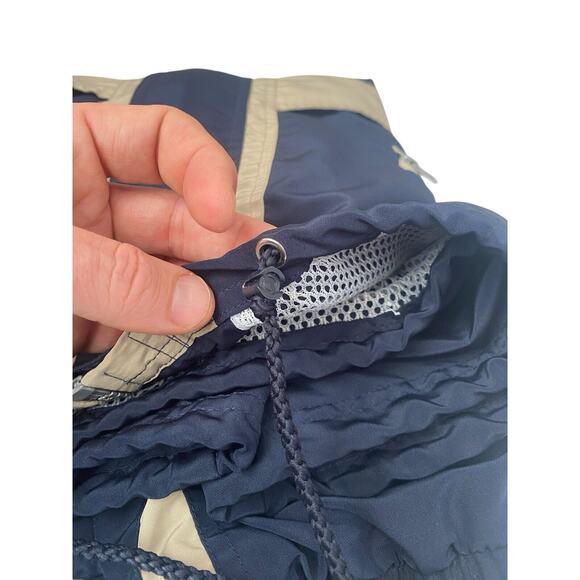 Vangelis Sports Wear Mens Windbreaker Size Large Full Zip Lined Blue Tan Jacket - Picture 10 of 12